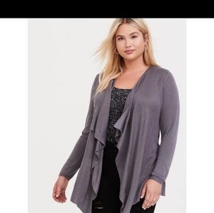 Drape front gray cardigan new with tag